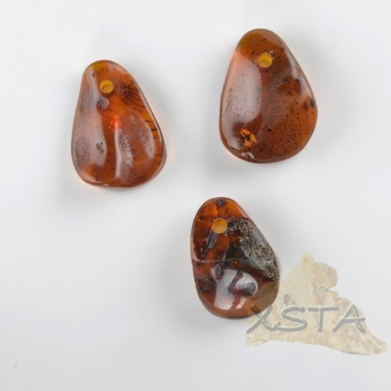 Teardrop amber pendants 3 units